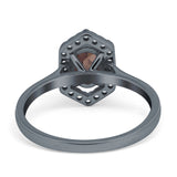 Art Deco Oval Natural Stone Hexagonal Ring