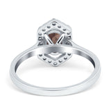 Art Deco Oval Natural Stone Hexagonal Ring