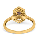 Art Deco Oval Natural Stone Hexagonal Ring