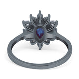 Pear Teardrop Natural Stone Floral Ring