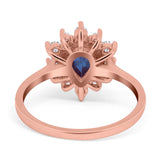 Pear Teardrop Natural Stone Floral Ring