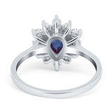 Pear Teardrop Natural Stone Floral Ring