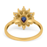 Pear Teardrop Natural Stone Floral Ring