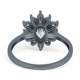 Pear Teardrop Natural Stone Floral Ring