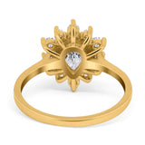 Pear Teardrop Natural Stone Floral Ring