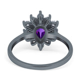 Pear Teardrop Natural Stone Floral Ring