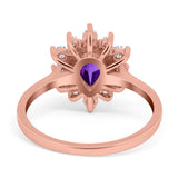 Pear Teardrop Natural Stone Floral Ring