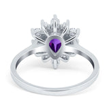 Pear Teardrop Natural Stone Floral Ring