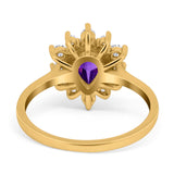 Pear Teardrop Natural Stone Floral Ring