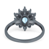 Pear Teardrop Natural Stone Floral Ring