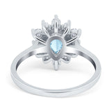 Pear Teardrop Natural Stone Floral Ring