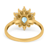 Pear Teardrop Natural Stone Floral Ring