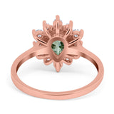 Pear Teardrop Natural Stone Floral Ring