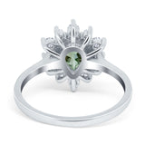 Pear Teardrop Natural Stone Floral Ring