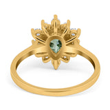 Pear Teardrop Natural Stone Floral Ring