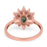 Pear Teardrop Natural Stone Floral Ring