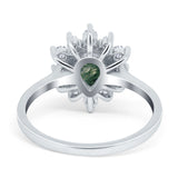 Pear Teardrop Natural Stone Floral Ring