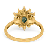 Pear Teardrop Natural Stone Floral Ring