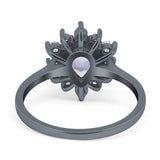 Pear Teardrop Natural Stone Floral Ring