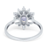 Pear Teardrop Natural Stone Floral Ring