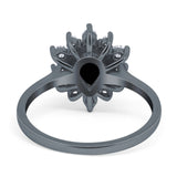 Pear Teardrop Natural Stone Floral Ring