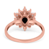 Pear Teardrop Natural Stone Floral Ring