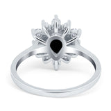 Pear Teardrop Natural Stone Floral Ring