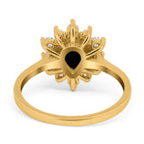 Pear Teardrop Natural Stone Floral Ring