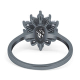 Pear Teardrop Natural Stone Floral Ring