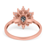 Pear Teardrop Natural Stone Floral Ring