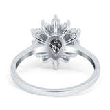 Pear Teardrop Natural Stone Floral Ring