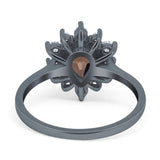 Pear Teardrop Natural Stone Floral Ring