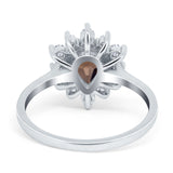 Pear Teardrop Natural Stone Floral Ring