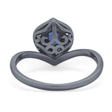 Pear Natural Stone Leaf Chevron Ring