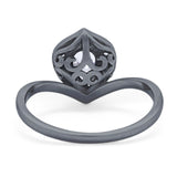 Pear Natural Stone Leaf Chevron Ring