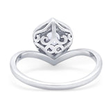 Pear Natural Stone Leaf Chevron Ring