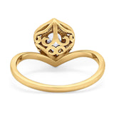 Pear Natural Stone Leaf Chevron Ring