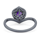 Pear Natural Stone Leaf Chevron Ring