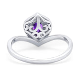 Pear Natural Stone Leaf Chevron Ring