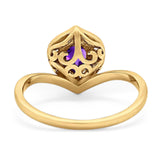 Pear Natural Stone Leaf Chevron Ring