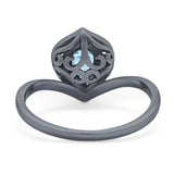 Pear Natural Stone Leaf Chevron Ring