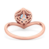 Pear Natural Stone Leaf Chevron Ring