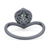 Pear Natural Stone Leaf Chevron Ring