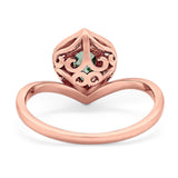 Pear Natural Stone Leaf Chevron Ring