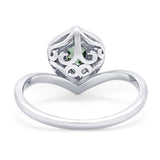 Pear Natural Stone Leaf Chevron Ring