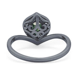 Pear Natural Stone Leaf Chevron Ring