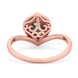 Pear Natural Stone Leaf Chevron Ring