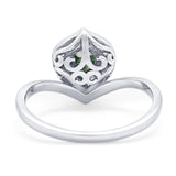 Pear Natural Stone Leaf Chevron Ring