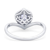 Pear Natural Stone Leaf Chevron Ring