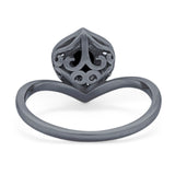 Pear Natural Stone Leaf Chevron Ring